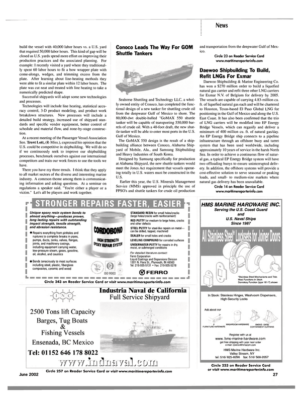 Maritime Reporter Magazine, page 27,  Jun 2002