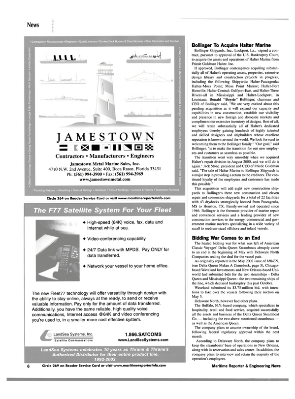 Maritime Reporter Magazine, page 6,  Jun 2002