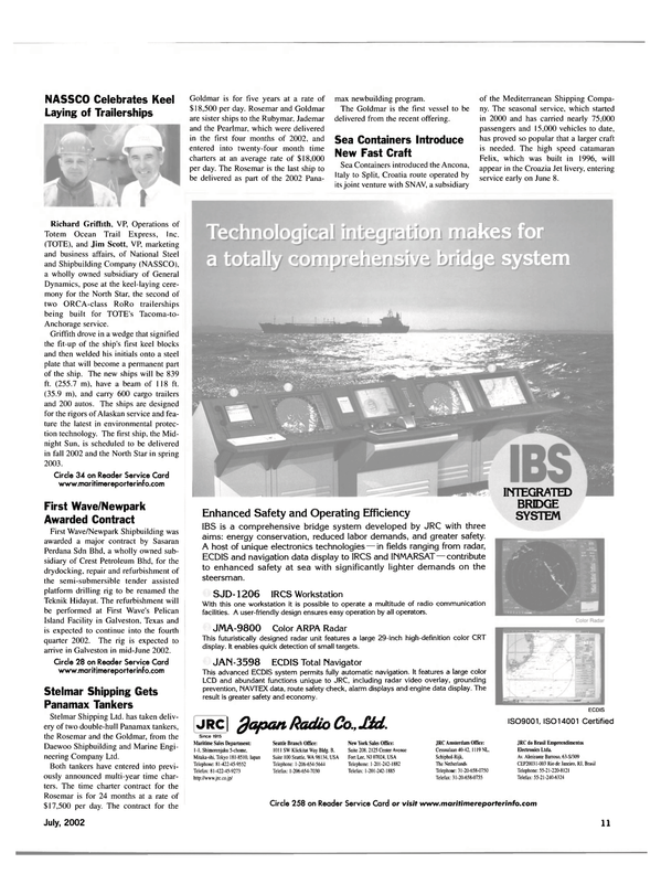 Maritime Reporter Magazine, page 11,  Jul 2002