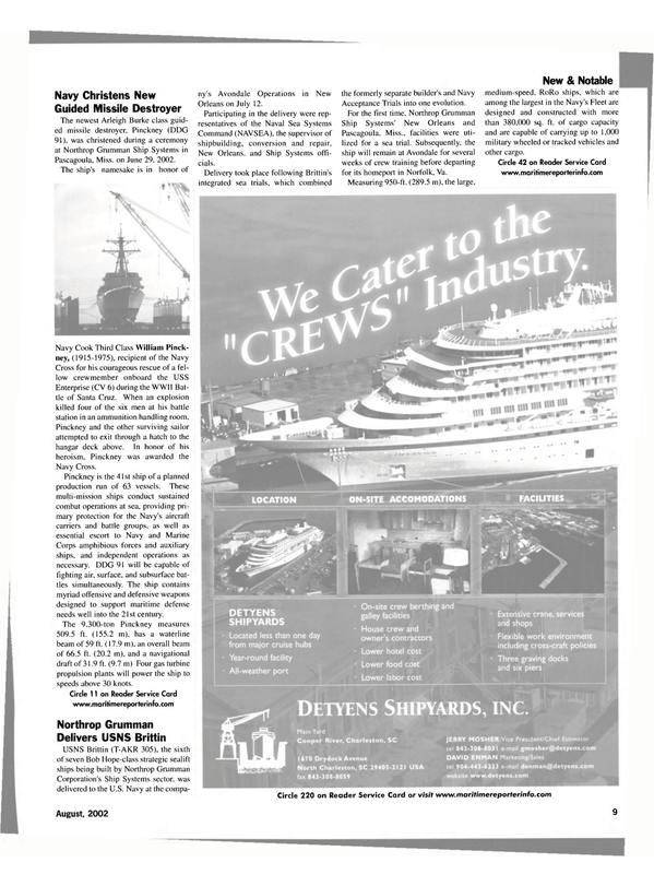 Maritime Reporter Magazine, page 9,  Aug 2002