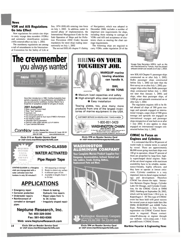 Maritime Reporter Magazine, page 14,  Aug 2002