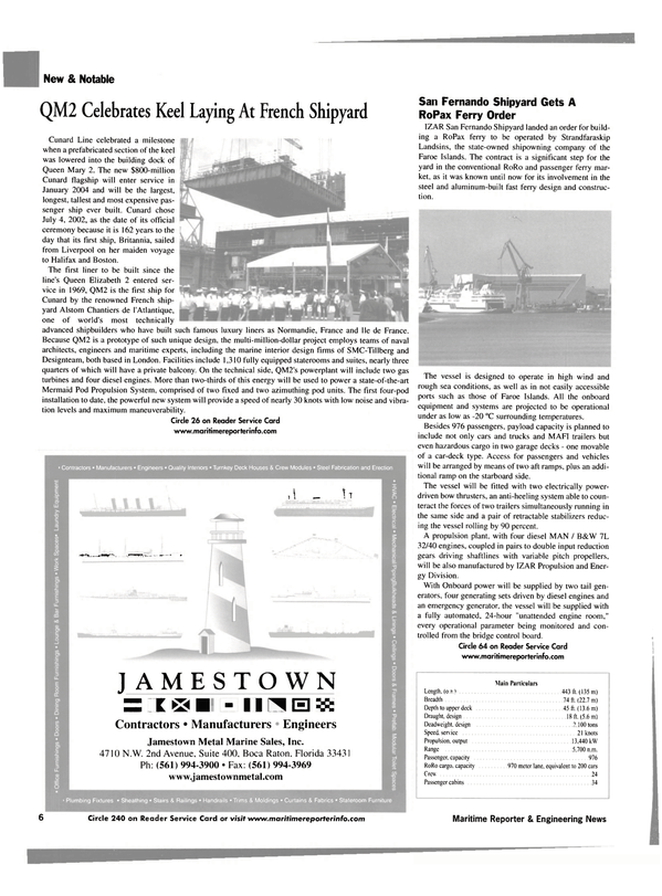 Maritime Reporter Magazine, page 6,  Aug 2002