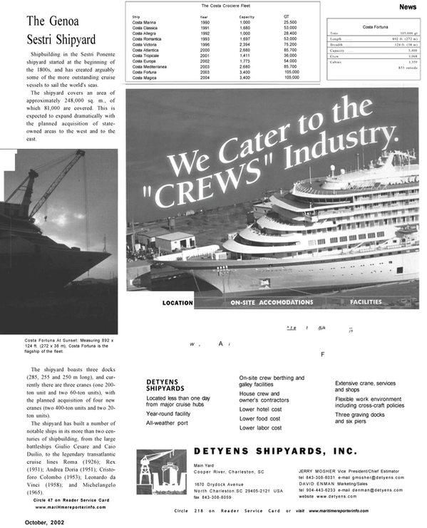 Maritime Reporter Magazine, page 9,  Oct 2002