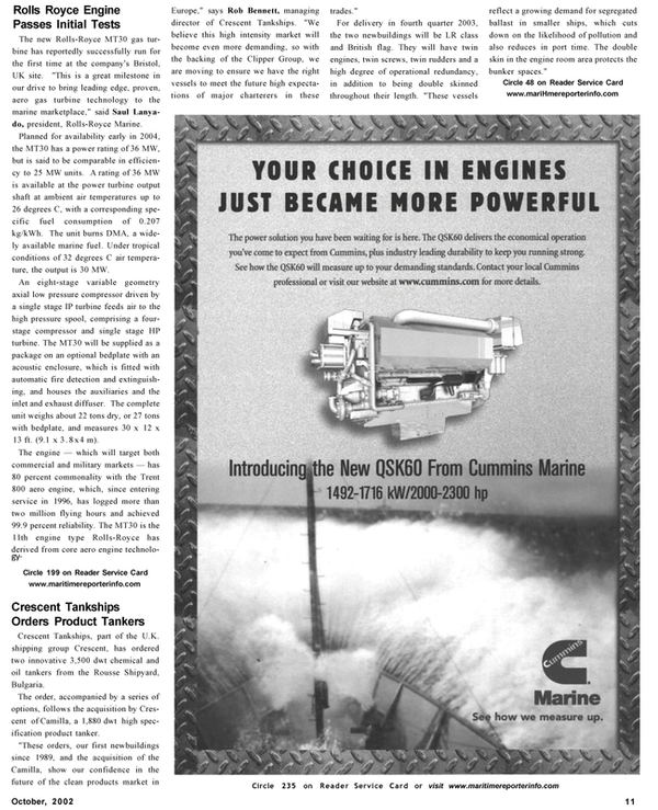 Maritime Reporter Magazine, page 11,  Oct 2002