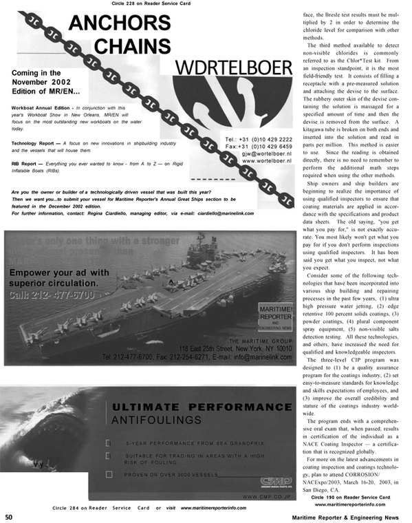 Maritime Reporter Magazine, page 51,  Oct 2002