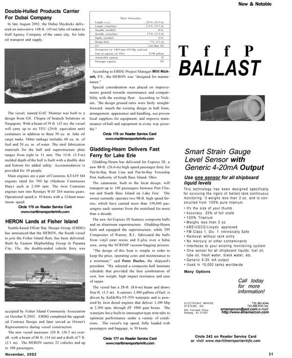 Maritime Reporter Magazine, page 31,  Nov 2002