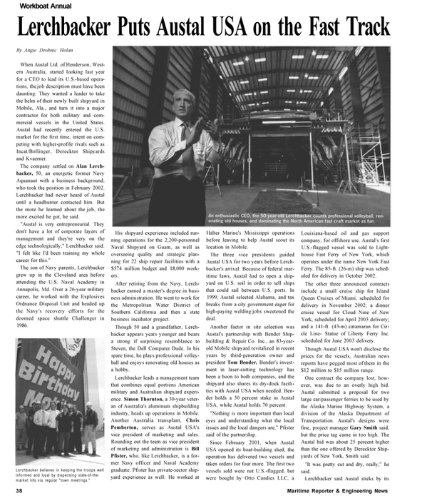 Maritime Reporter Magazine, page 38,  Nov 2002