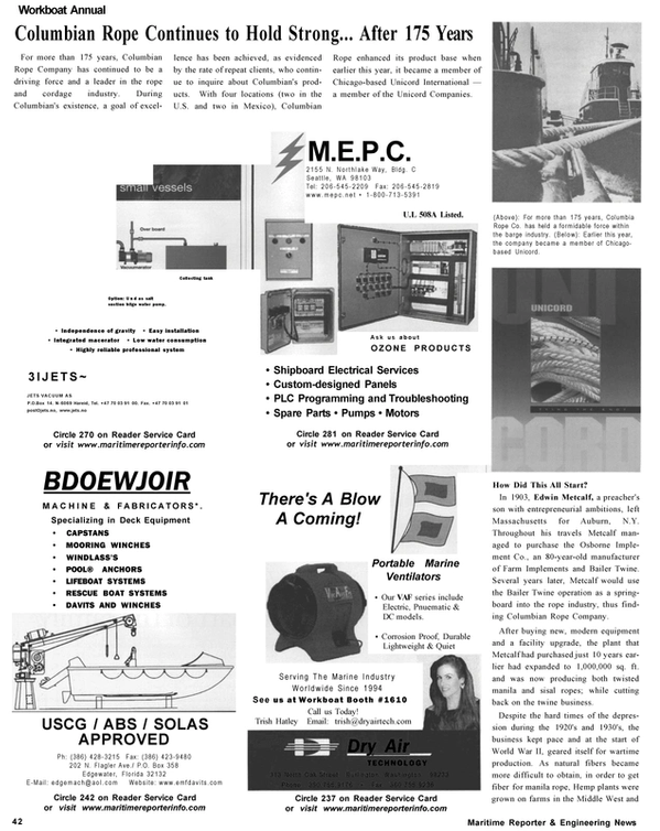 Maritime Reporter Magazine, page 42,  Nov 2002