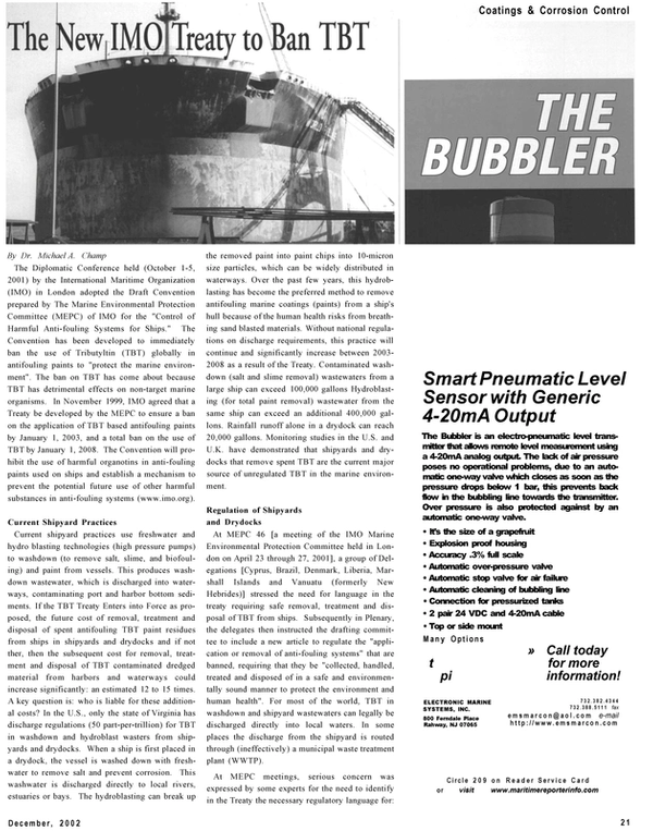 Maritime Reporter Magazine, page 21,  Dec 2002