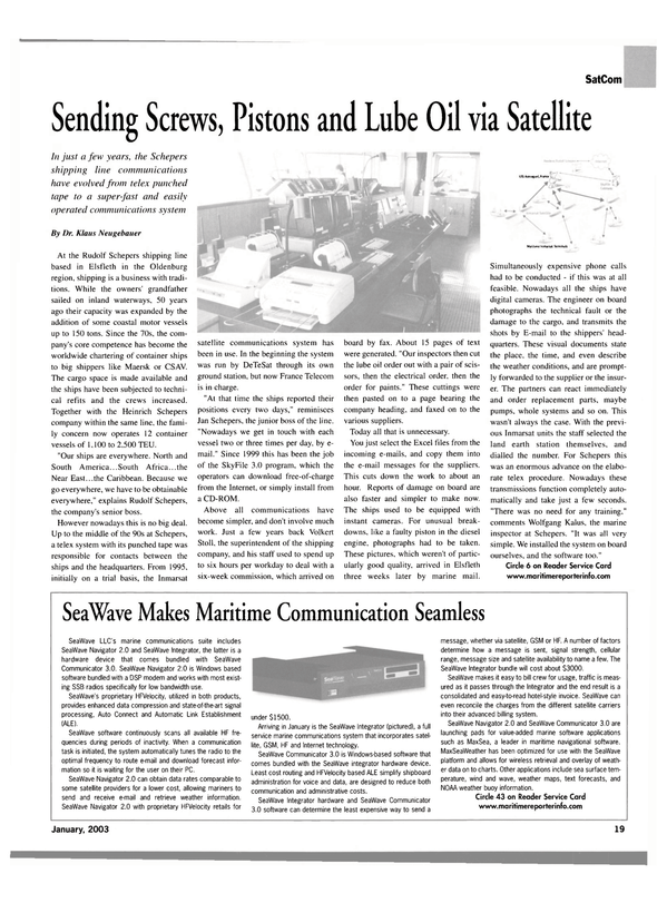 Maritime Reporter Magazine, page 19,  Jan 2003