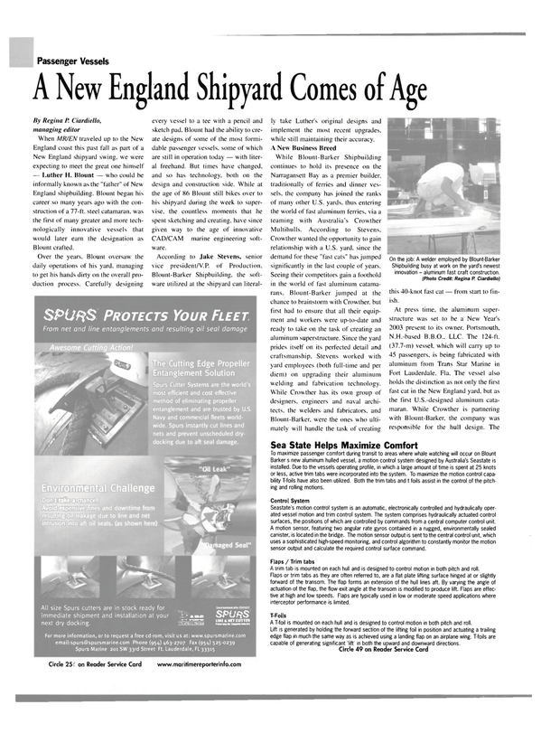Maritime Reporter Magazine, page 32,  Jan 2003