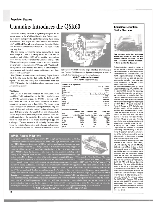 Maritime Reporter Magazine, page 44,  Jan 2003