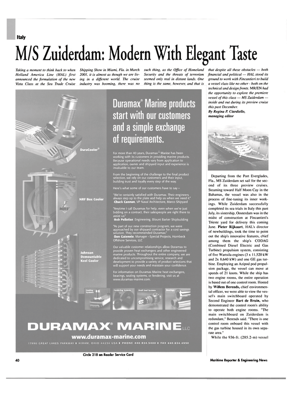 Maritime Reporter Magazine, page 40,  Feb 2003