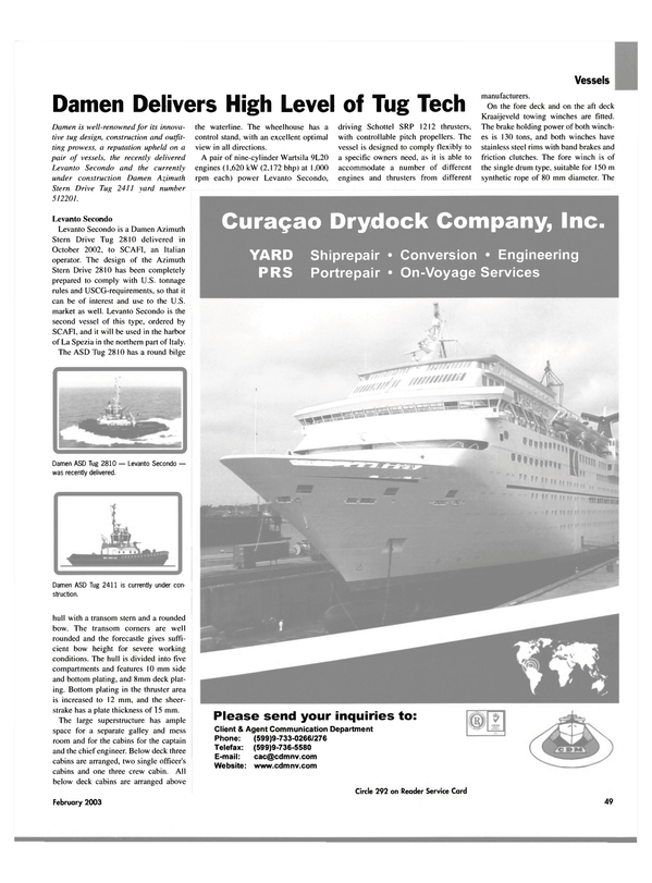 Maritime Reporter Magazine, page 49,  Feb 2003