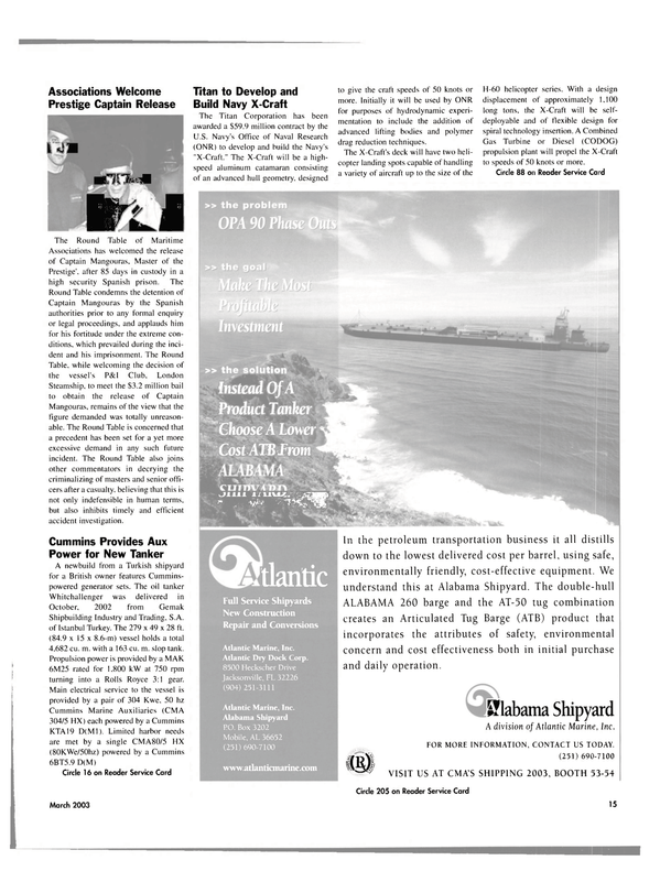 Maritime Reporter Magazine, page 15,  Mar 2003