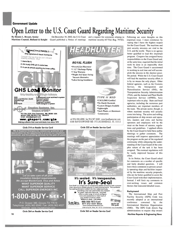 Maritime Reporter Magazine, page 18,  Mar 2003
