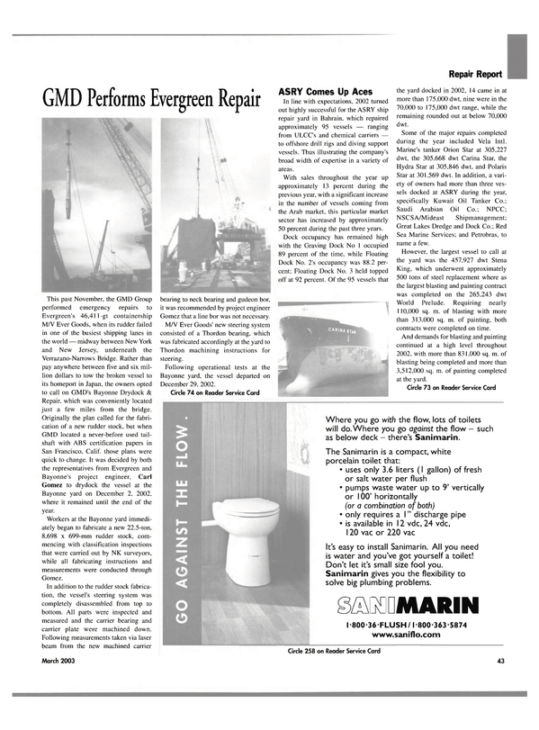 Maritime Reporter Magazine, page 43,  Mar 2003