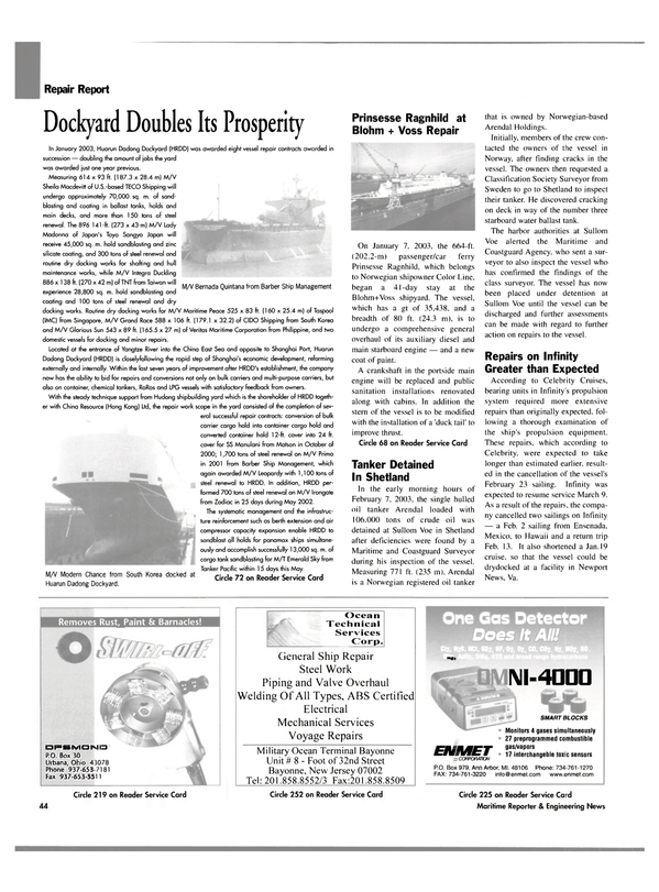 Maritime Reporter Magazine, page 44,  Mar 2003