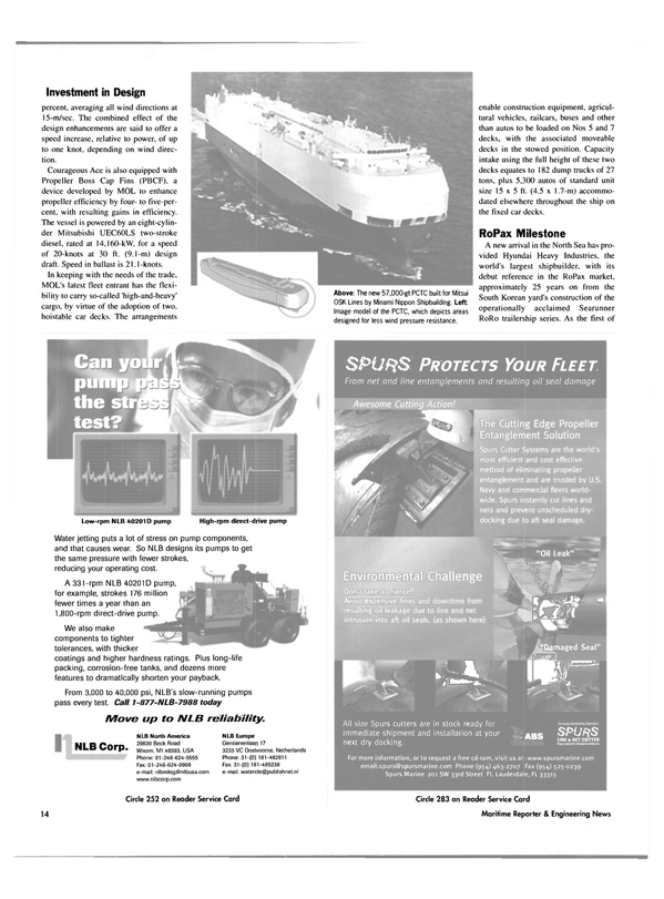 Maritime Reporter Magazine, page 14,  May 2003