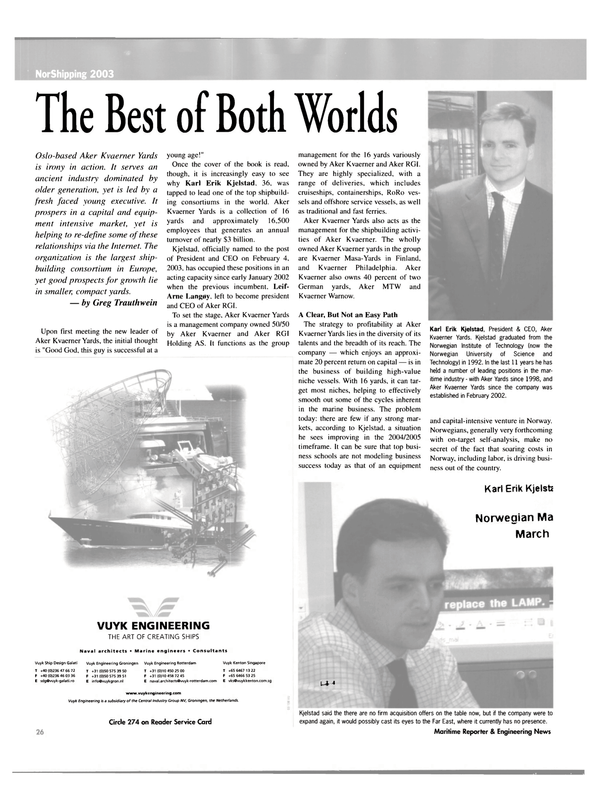 Maritime Reporter Magazine, page 26,  May 2003