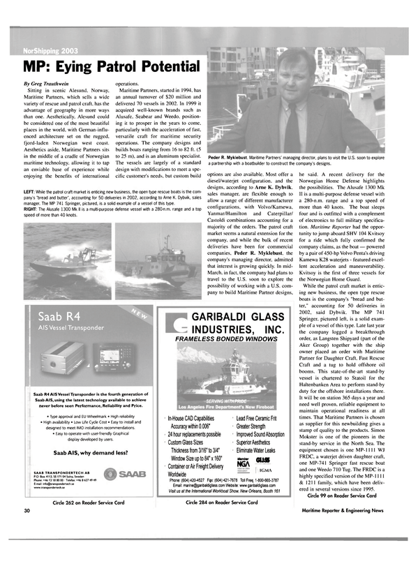 Maritime Reporter Magazine, page 30,  May 2003