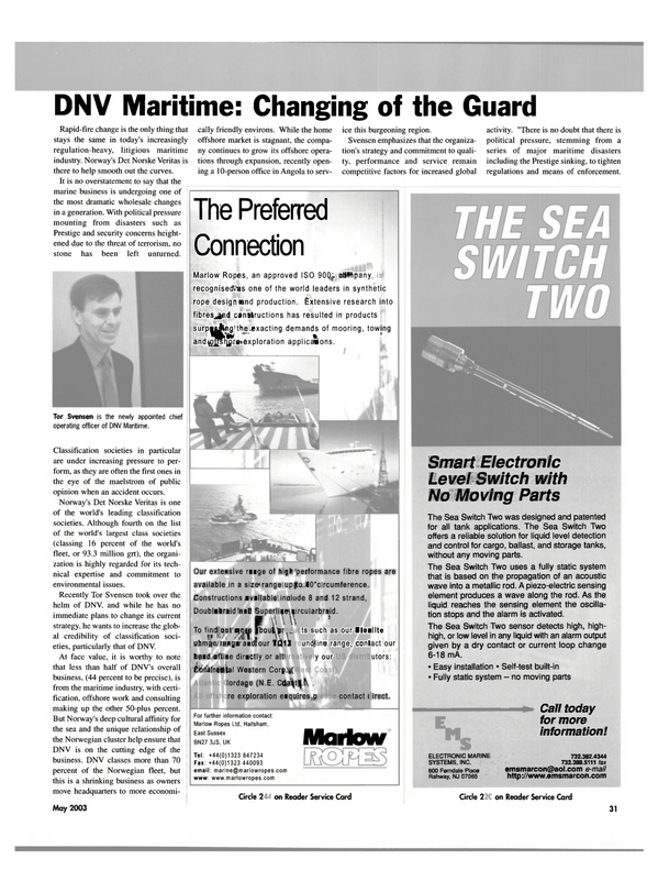 Maritime Reporter Magazine, page 31,  May 2003