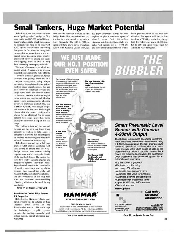 Maritime Reporter Magazine, page 33,  May 2003