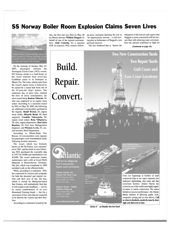 Maritime Reporter Magazine, page 3,  Jun 2003