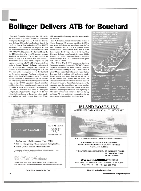 Maritime Reporter Magazine, page 10,  Jul 2003