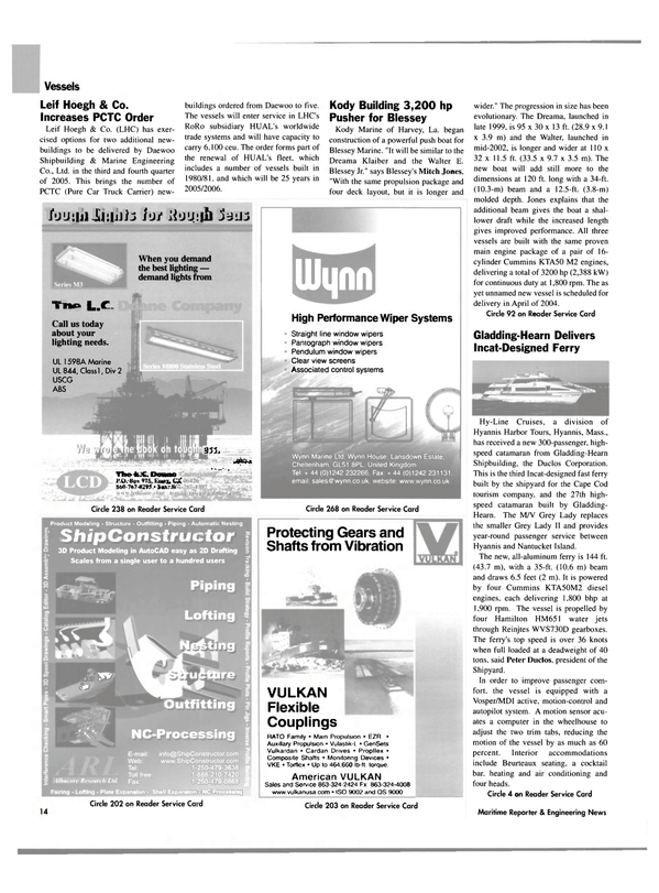 Maritime Reporter Magazine, page 14,  Jul 2003