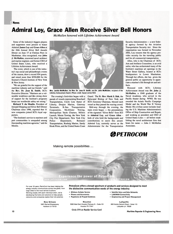 Maritime Reporter Magazine, page 10,  Aug 2003