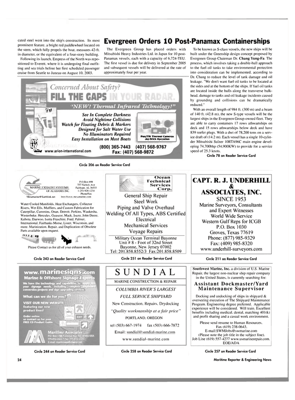 Maritime Reporter Magazine, page 24,  Aug 2003