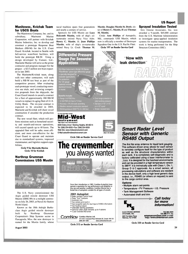 Maritime Reporter Magazine, page 29,  Aug 2003