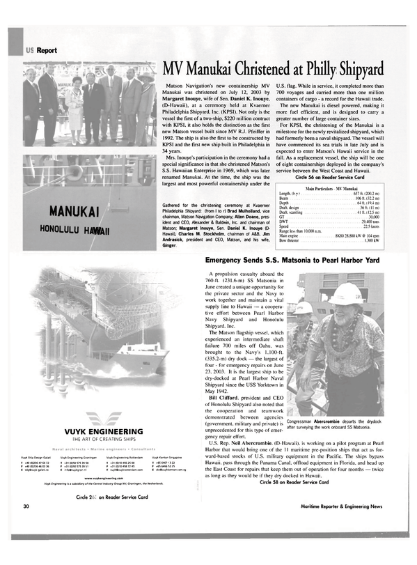 Maritime Reporter Magazine, page 30,  Aug 2003