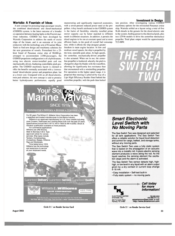 Maritime Reporter Magazine, page 33,  Aug 2003