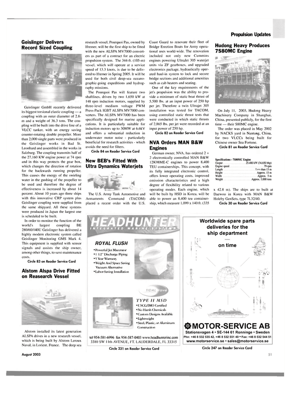 Maritime Reporter Magazine, page 51,  Aug 2003