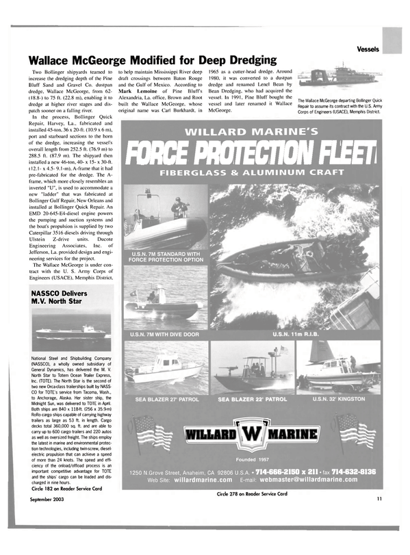 Maritime Reporter Magazine, page 11,  Sep 2003