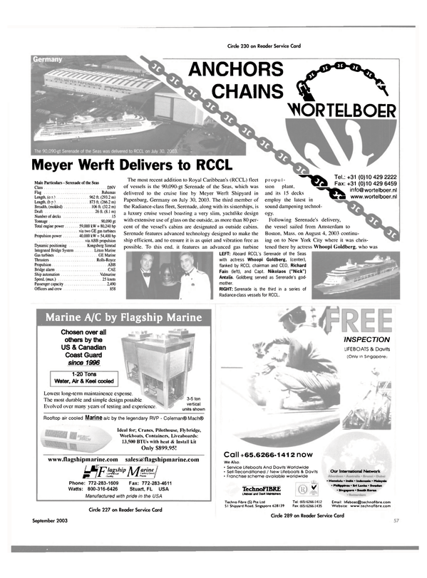 Maritime Reporter Magazine, page 57,  Sep 2003