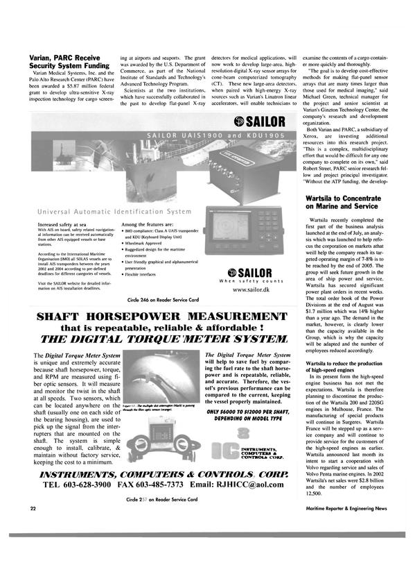 Maritime Reporter Magazine, page 24,  Oct 2003