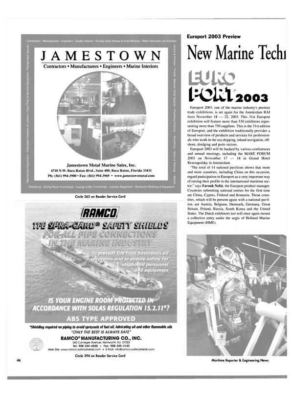 Maritime Reporter Magazine, page 48,  Oct 2003