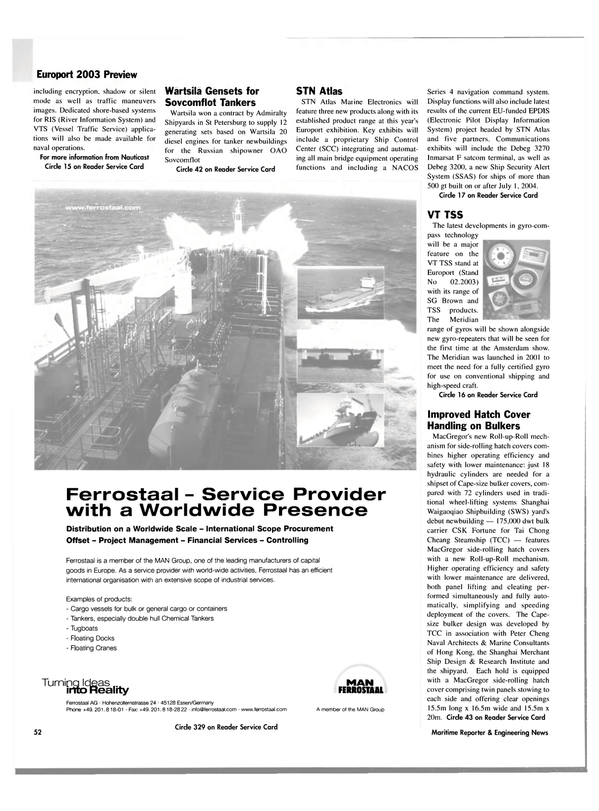 Maritime Reporter Magazine, page 54,  Oct 2003