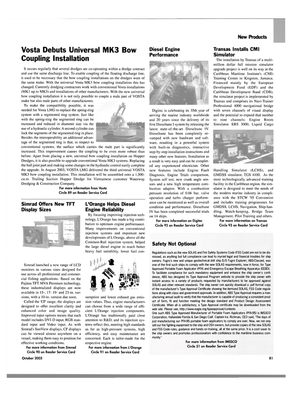 Maritime Reporter Magazine, page 83,  Oct 2003