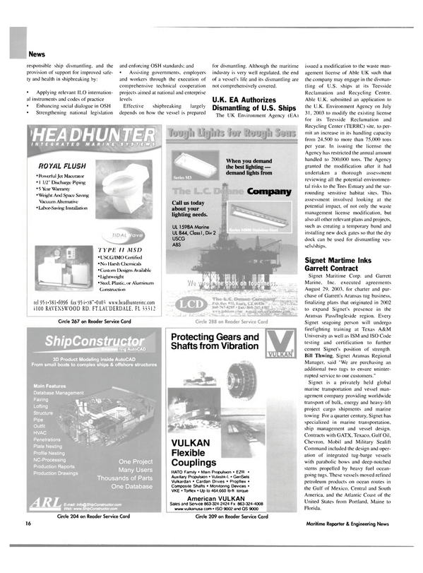 Maritime Reporter Magazine, page 16,  Nov 2003