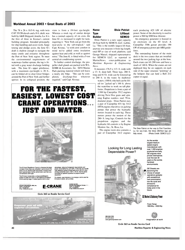 Maritime Reporter Magazine, page 41,  Nov 2003