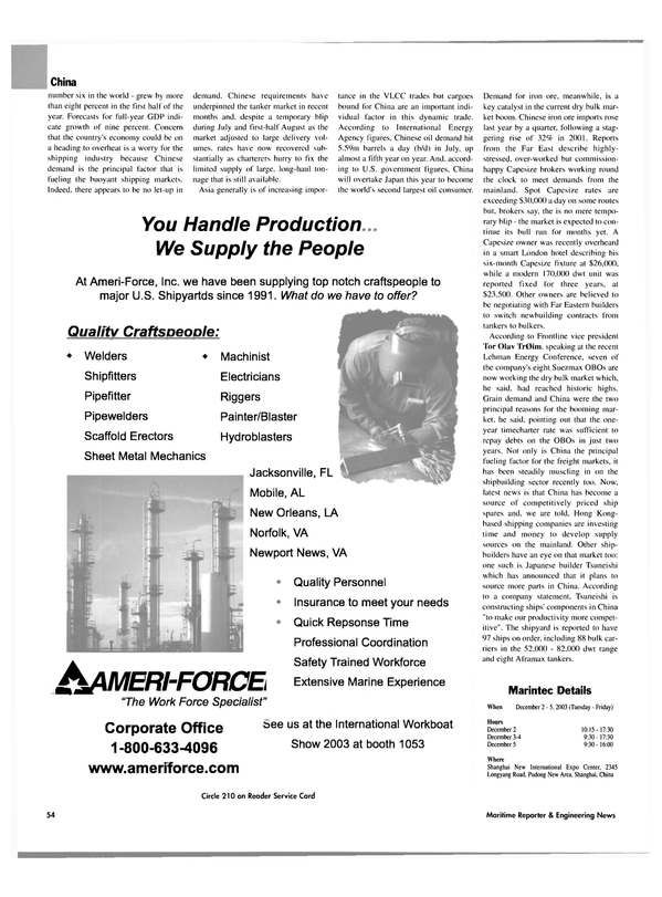Maritime Reporter Magazine, page 57,  Nov 2003