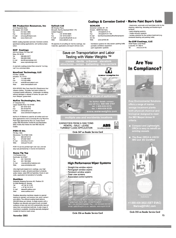 Maritime Reporter Magazine, page 78,  Nov 2003