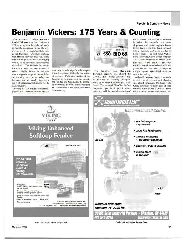 Maritime Reporter Magazine, page 92,  Nov 2003