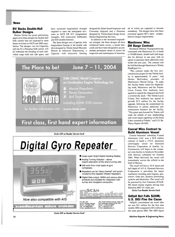 Maritime Reporter Magazine, page 10,  Dec 2003