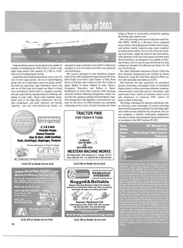 Maritime Reporter Magazine, page 34,  Dec 2003