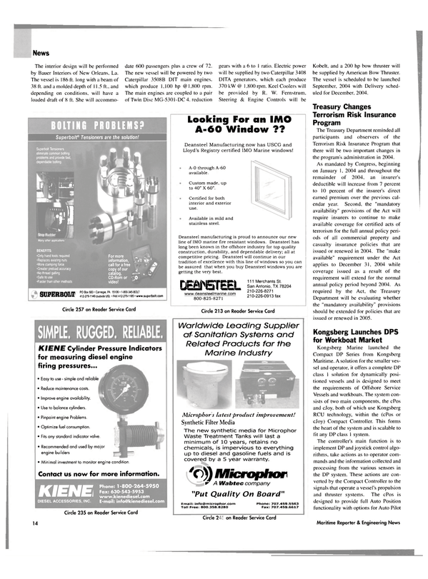 Maritime Reporter Magazine, page 14,  Jan 2004